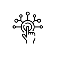 IT Beratung, Umsetzung und Betreuung Icon mit Stilisierung zu Person Empfang und Zahnrad
