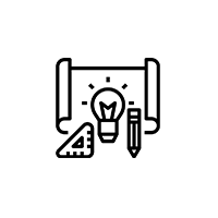 IT Beratung, Umsetzung und Betreuung Icon mit Stilisierung zu Person Empfang und Zahnrad