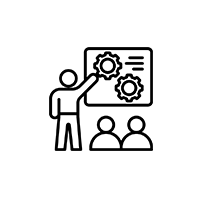 Icon mit Stilisierung zu Person Empfang und Zahnrad